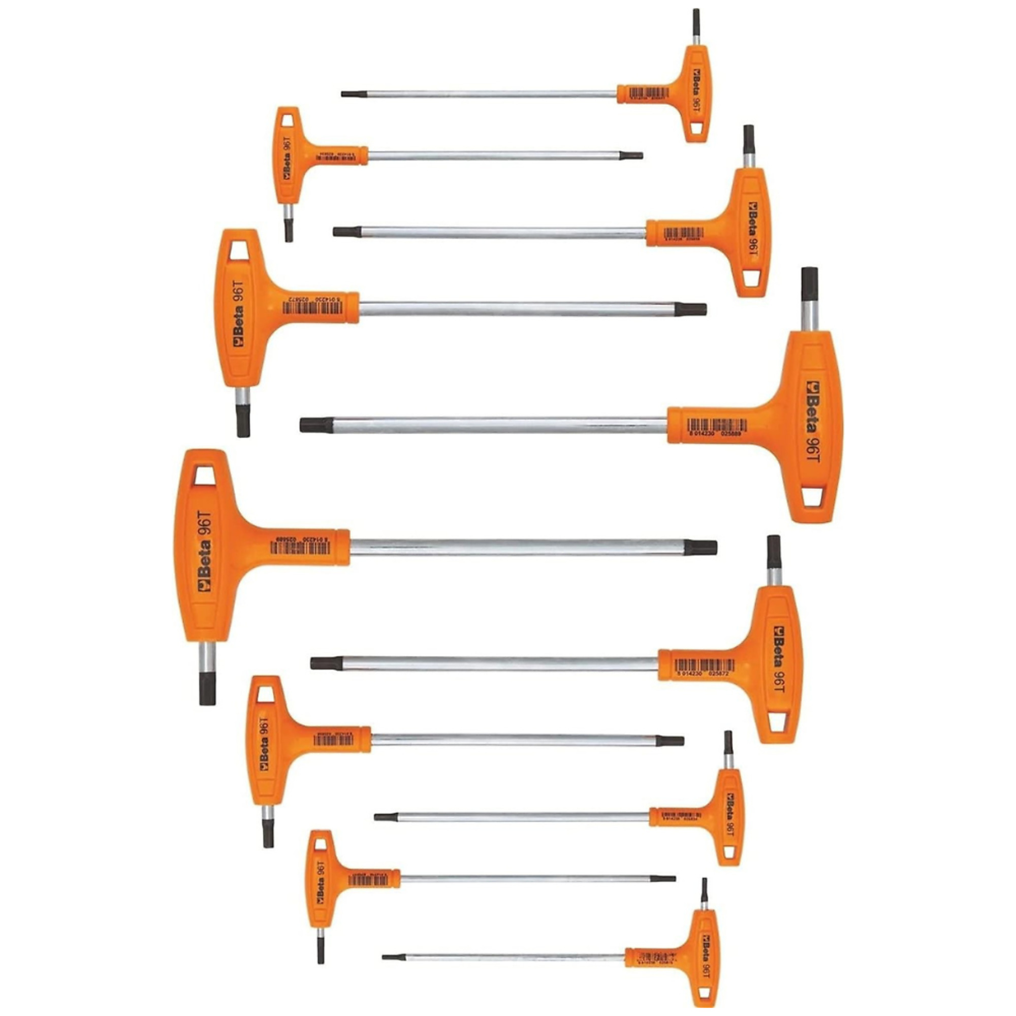Beta, High Torque T-Handle Hex Key Wrenches, 2mm-10mm, Pieces (qty.) 11 Model# 96T/S11